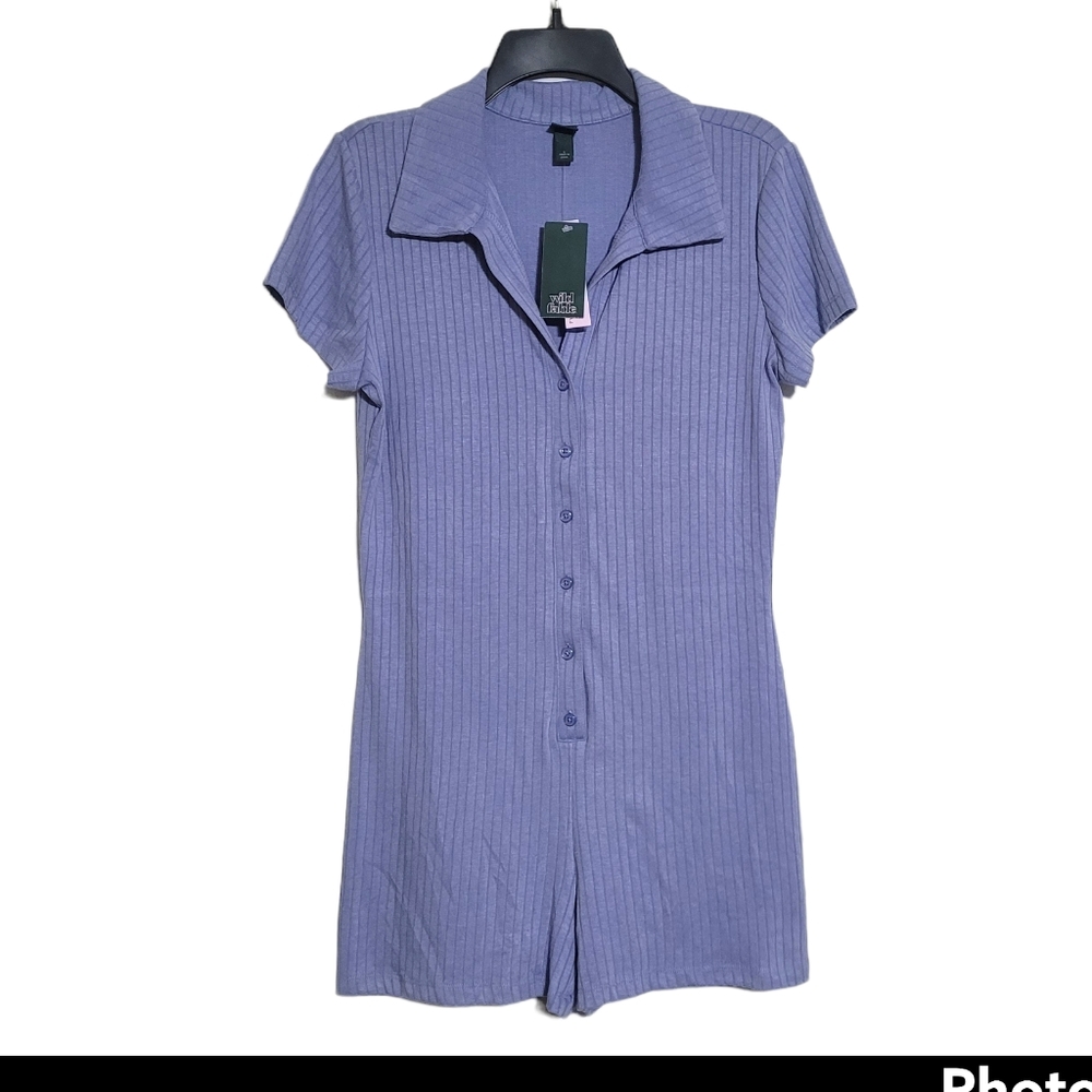 One piece shorts Romper Periwinkle Blue